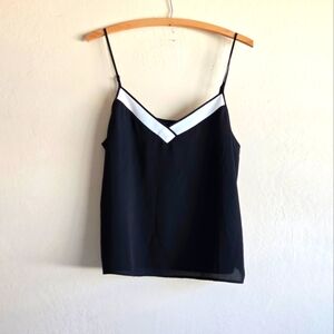 Banana Republic Black White Trim Adjustable Strap Cami Tank Top Medium